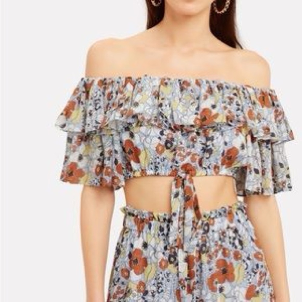 Alexis Multicolor Floral Off-Shoulder Adona Crop Top Sz. Medium